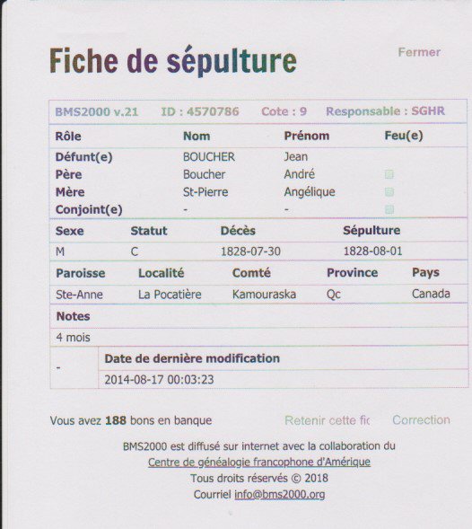 Boucher Jean - 01-08-1828 - Fiche de Sepulture Fiche_14