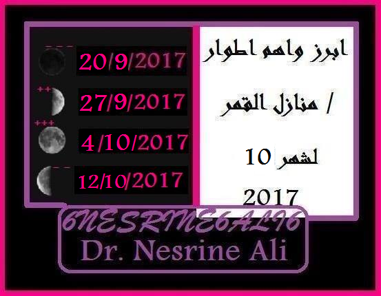 اهم الاحداث الفلكية لشهر10/2017 // Dr Nesrine Ali 101012