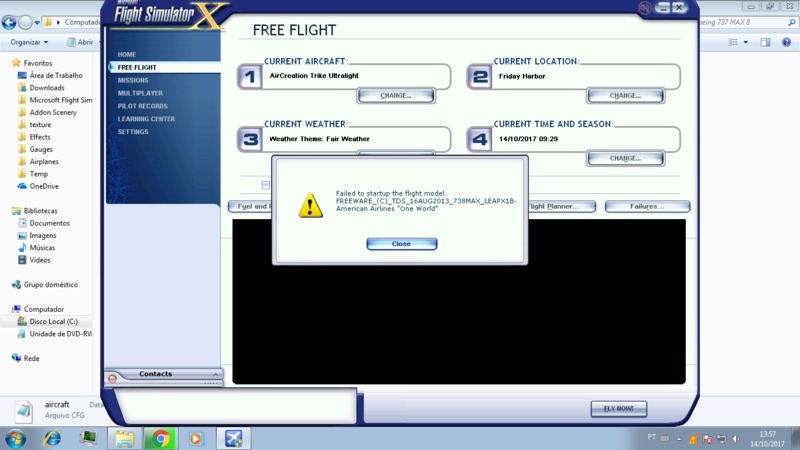 Flight - Erro na inicialização do modelo ou failed startup the flight model 22497010
