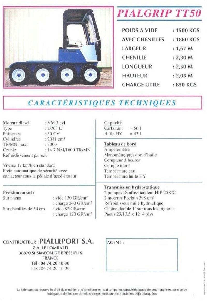 Tracteur porte outil sol sensible PIALGRIP  2590