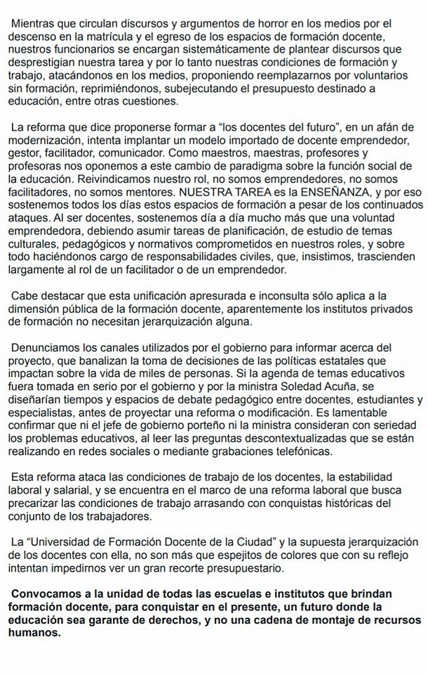 "Universidad Docente" ,cierre de 29 institutos de formación docente CABA Argentina Pronun11