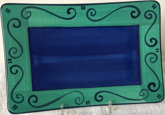 plate - for gallery, Temuka Verona (blue & green) & white sushi plate Verona12