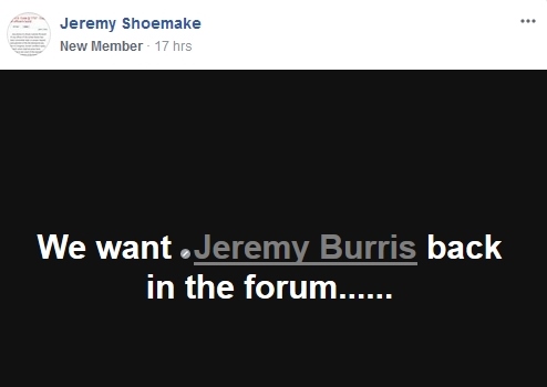 Jeremy Burris KICKED OUT of ACH Secret Account Unleashed FB Group!  1/13/17 Jb_kic10