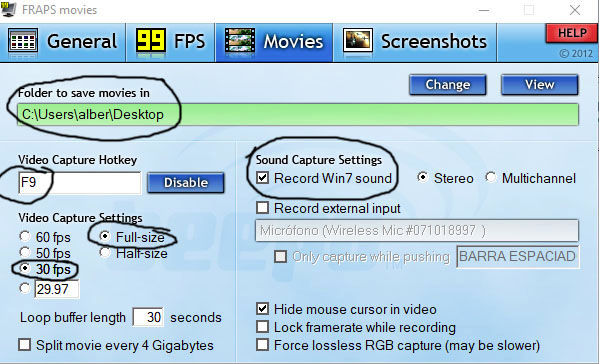 FRAPS: Mantener la misma calidad de vídeo que en The Movies B12
