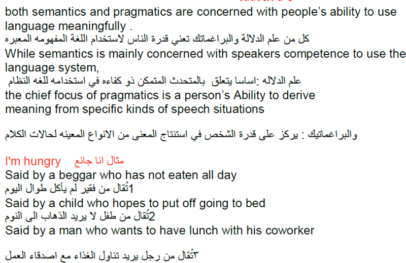 شرح كامل لمادة semantics and pragmatics في اللغة الانجليزية 110