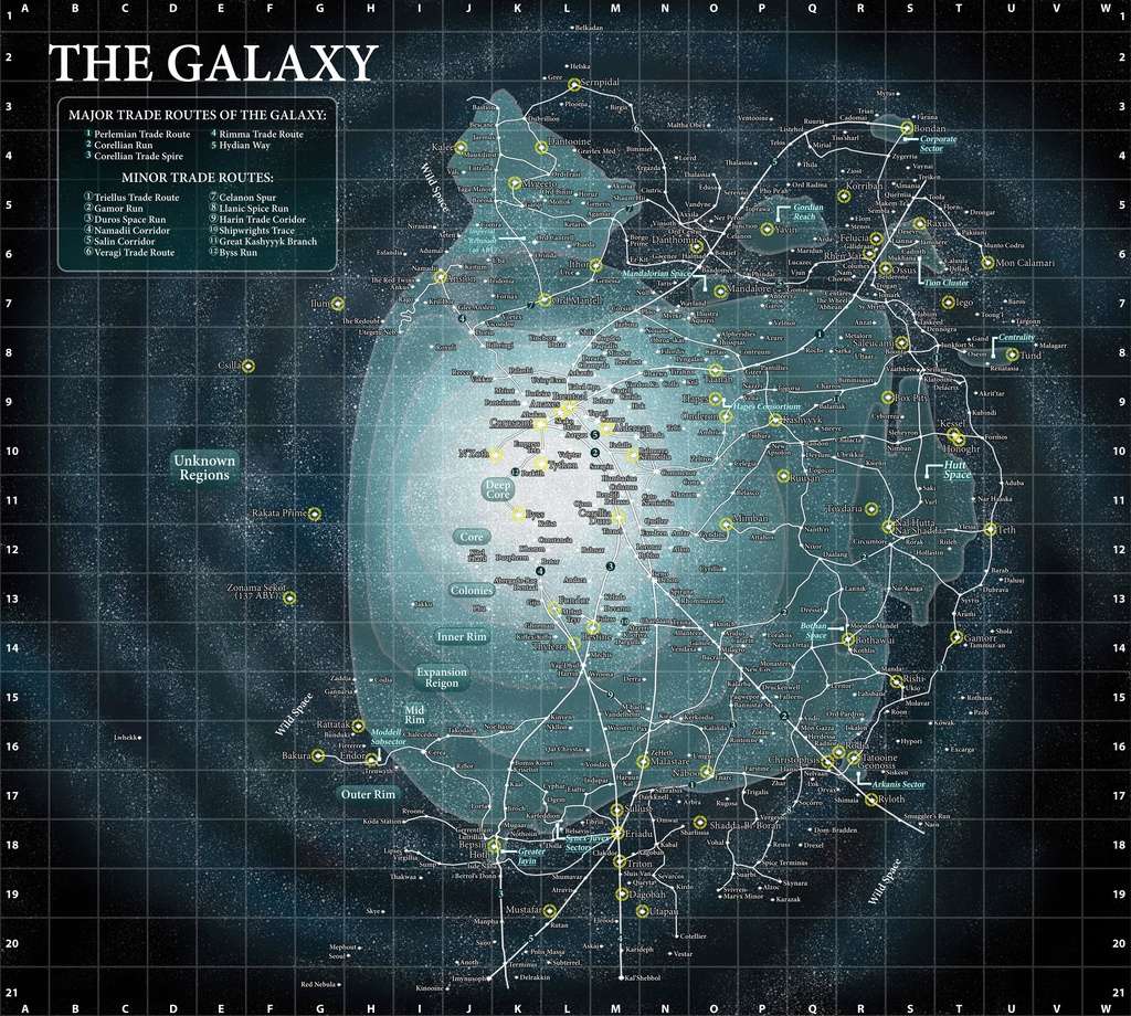 Karte der Galaxie von Star Wars