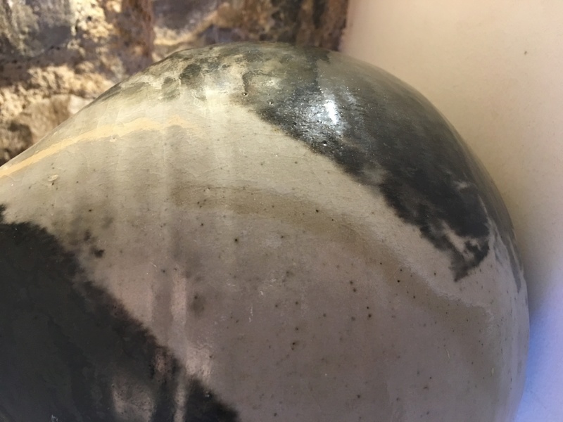 Vase grès porcelainique forme bourse monogrammeet marque à l'oxyde +SC Sonia CAUVIN Img_9913