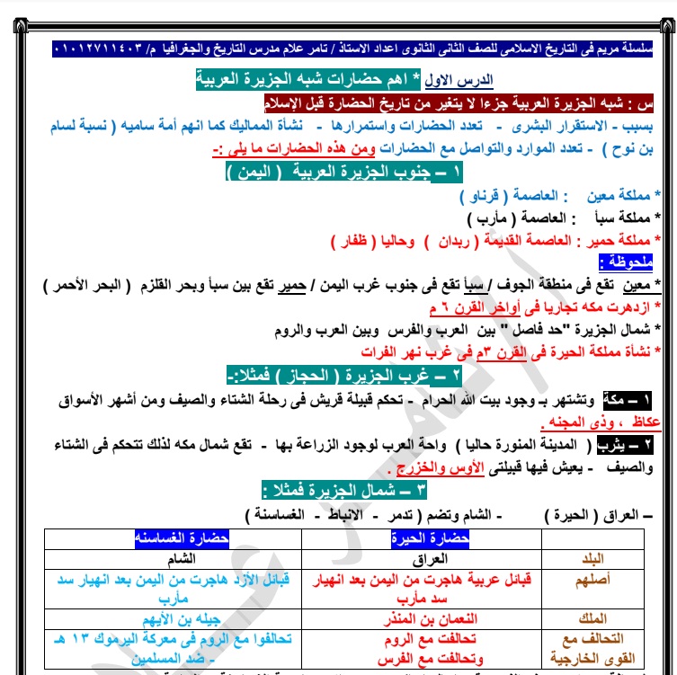 أقوى مذكرة تاريخ تانية ثانوى 2020