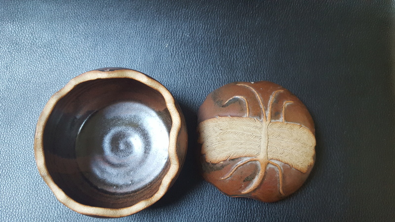 Lidded Pot with Dragonfly - attributed to Philip Little, PL mark  20180121