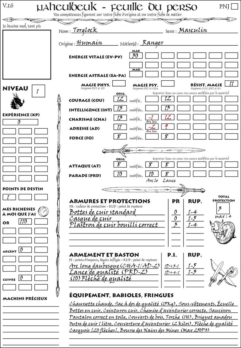 Fiche de Torglock, Homme Ranger Fiched10