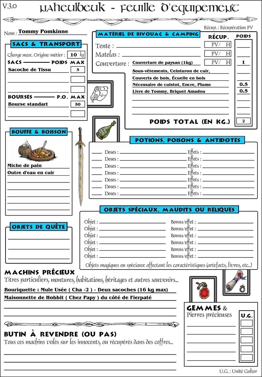 Tommy Pomkinne, Hobbit Voyageur Fiche_10
