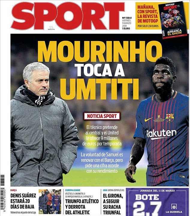 Manchester United locked in with Samuel Umtiti's agent 4a073a10