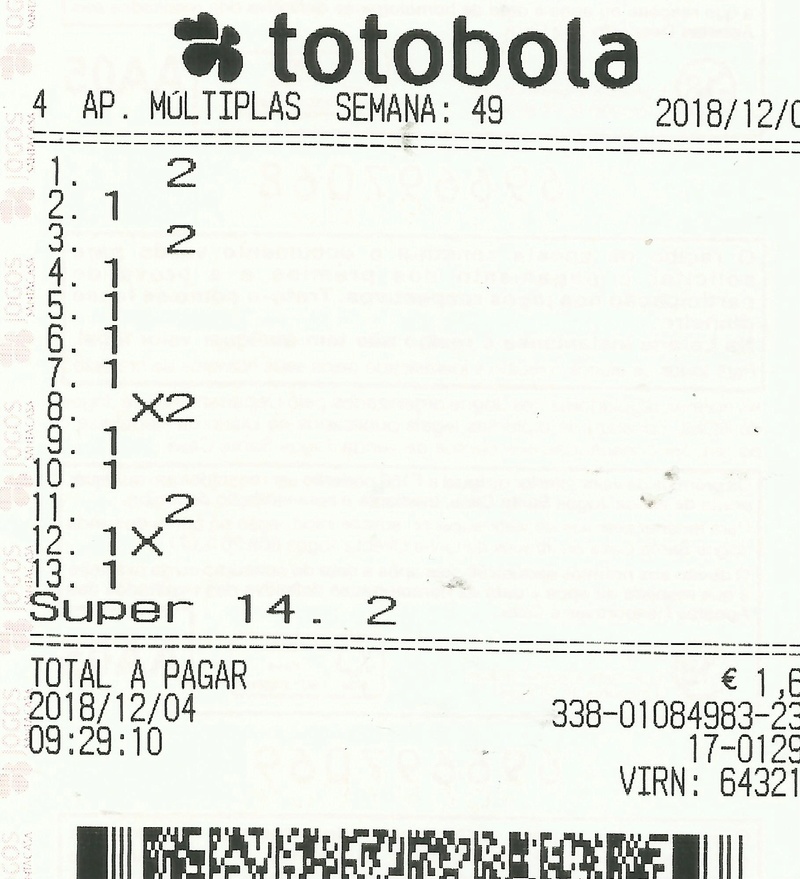 Opiniões - Totobola - Opiniões para o concurso 49/2018 Totob125