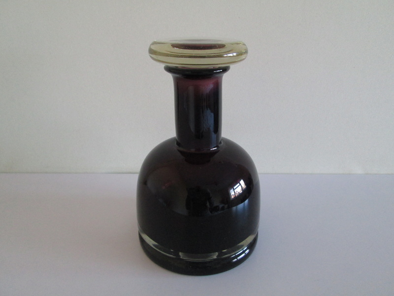 Heavy bell shaped amethyst decanter paper label to base no 73231 please ID Img_0821