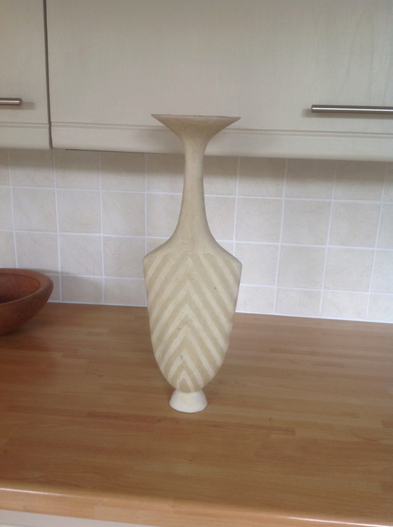 Studio pottery vase with chevron design on body, lf mark?  Img_0111