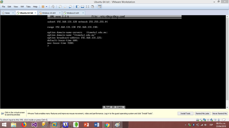 Instalación y configuración del servicio DHCP en ubuntu server 14.0  Dhcp410