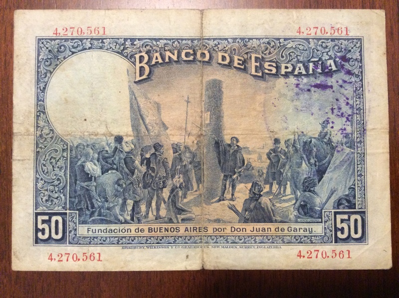 50 pesetas de Alfonso XIII de 1927. Con sello de caucho. Img_0617