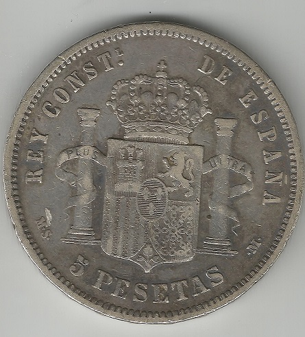 5 pesetas 1882 (*18-82/81). Alfonso XII Cruzal10