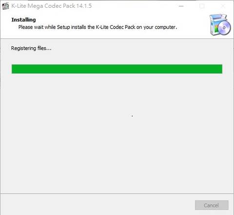 Installation problem of K-Lite Mega Codec Pack 14.1.5 stop at "Registering  files..."