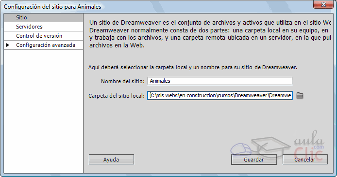 Configurar un sitio local Ventan10