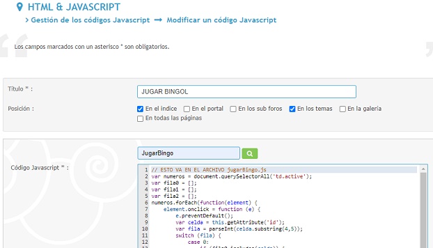 Insertar un script html, js y css para generar cartones de bingo en un tema del foro. Es Posible? Script12