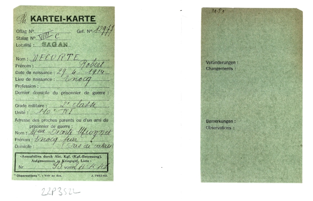 Documents STALAG concernant mon grand-père  Cci24011