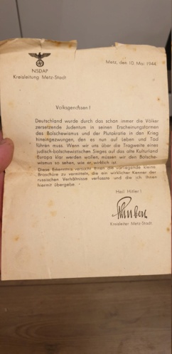 COURRIER Officiel NSDAP 10 MAI 1944 20230110