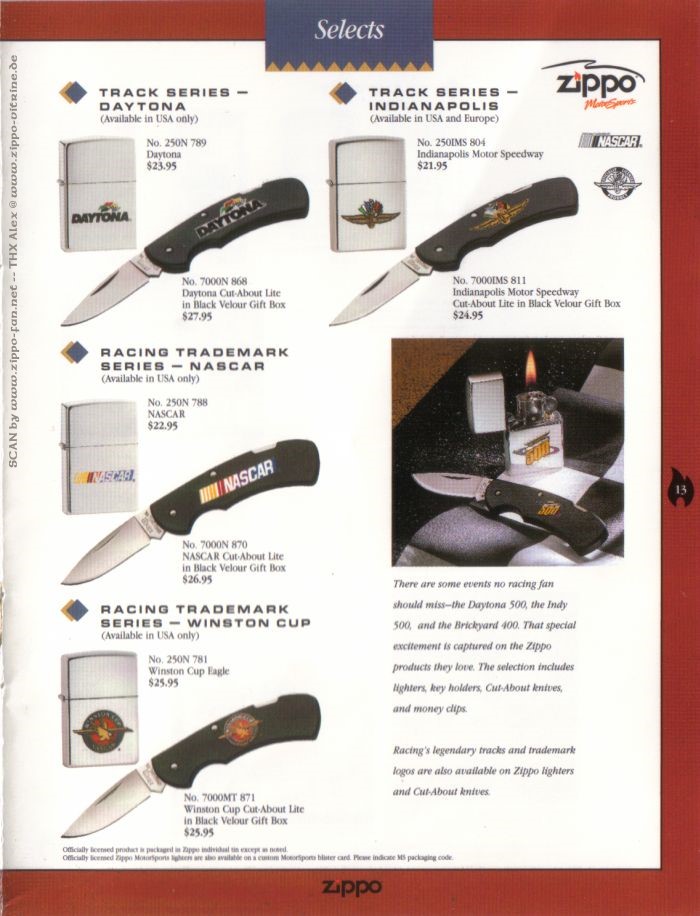 catalogue - Catalogue ZIPPO 1996 Complete line (version américaine) 1513