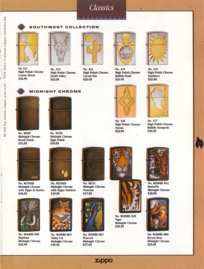 CATALOGUE - Catalogue ZIPPO 1996 Complete line (version américaine) 2511