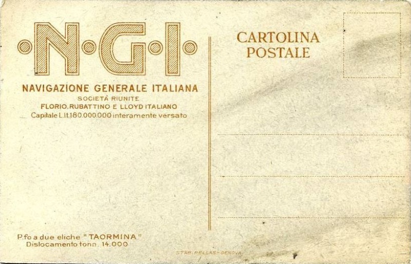 'Taormina' - Italia Soc. Nav. a Vapore - 1908 10_nav19