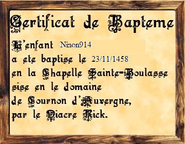 Baptme de Ninon - 23 novembre 1458 Certif10