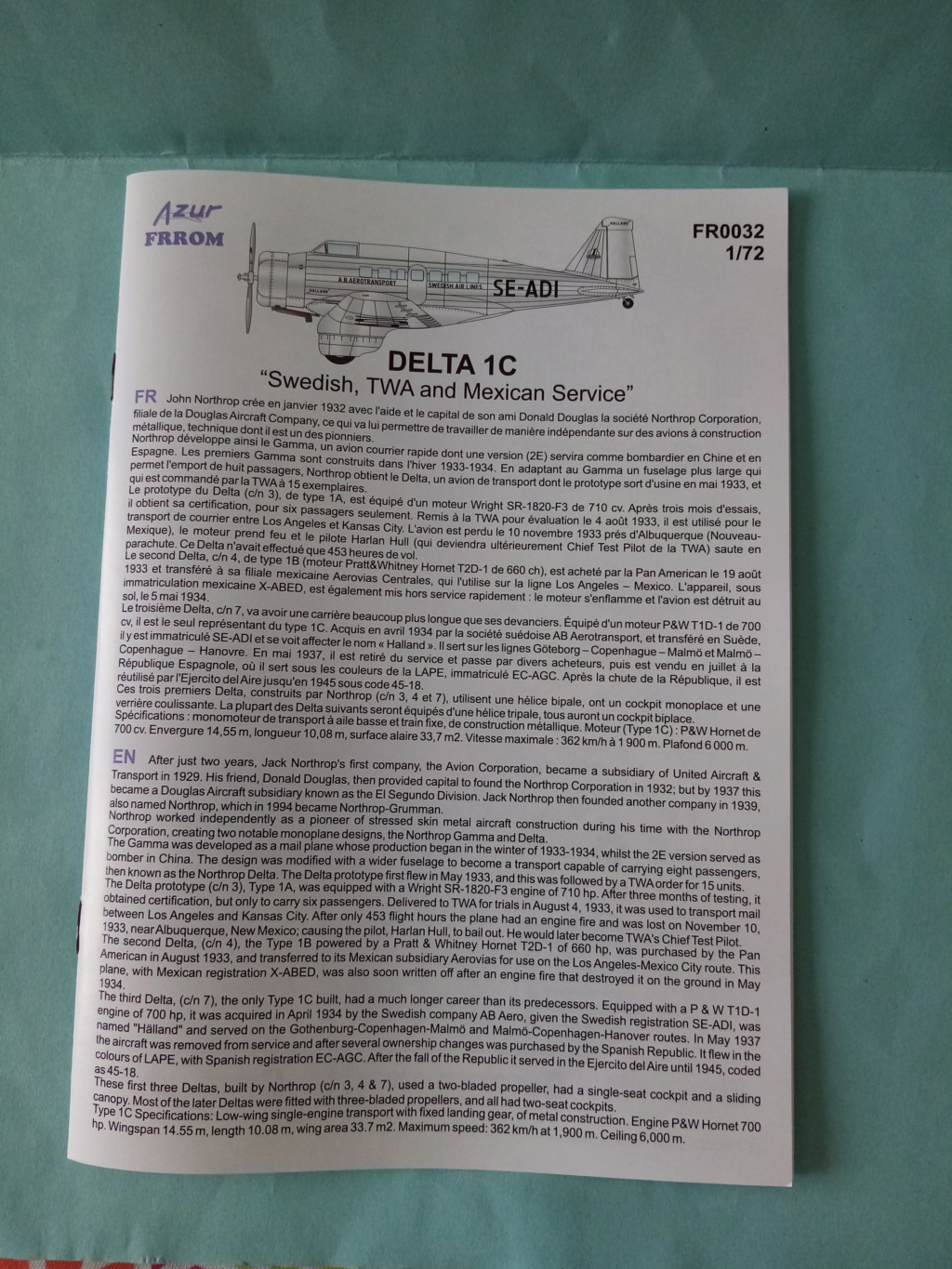 Northrop DELTA, version civile - AZUR/FRROM - 1/72 Img_2220