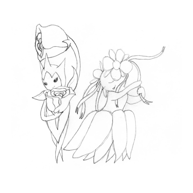 Theme drawing 4: Bellossom and Roselia Rosebe11