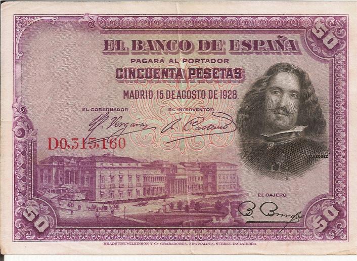 50 Pesetas de 1928 (Velázquez/Rendición de Breda). 11110