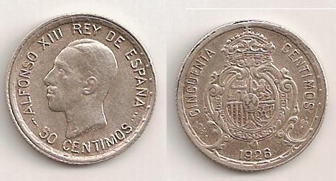 50 Céntimos de Alfonso XIII del 1926. 140