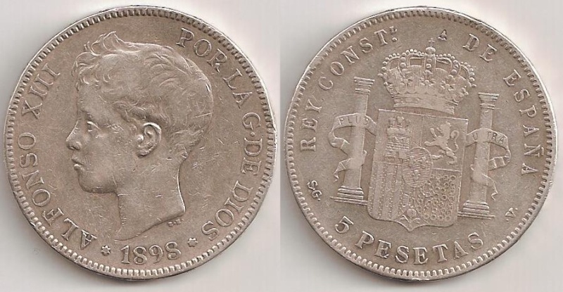 5 Pesetas de Alfonso XIII del 1898, ceca Madrid. 1_00110
