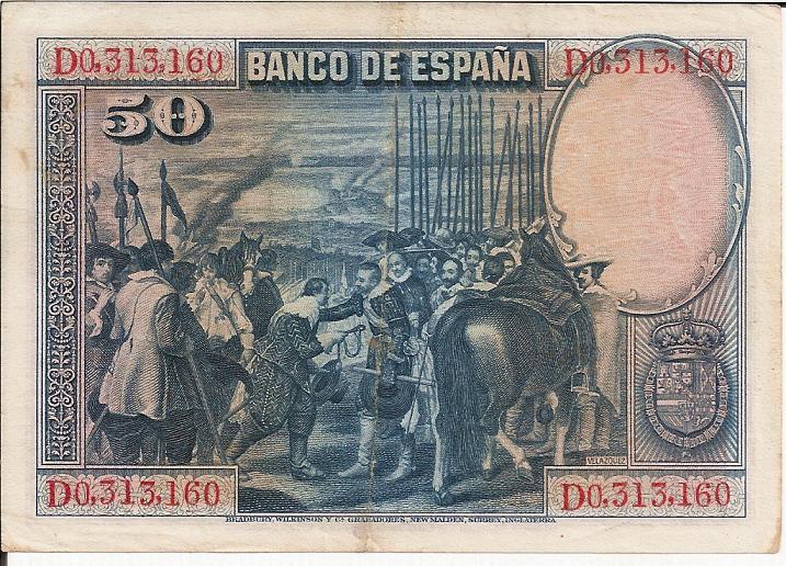 50 Pesetas de 1928 (Velázquez/Rendición de Breda). 22210