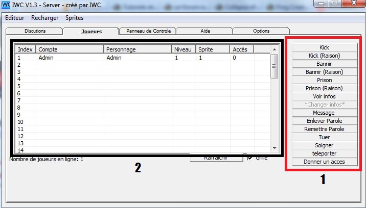 Présentation de l'interface serveur de IWC Captur15