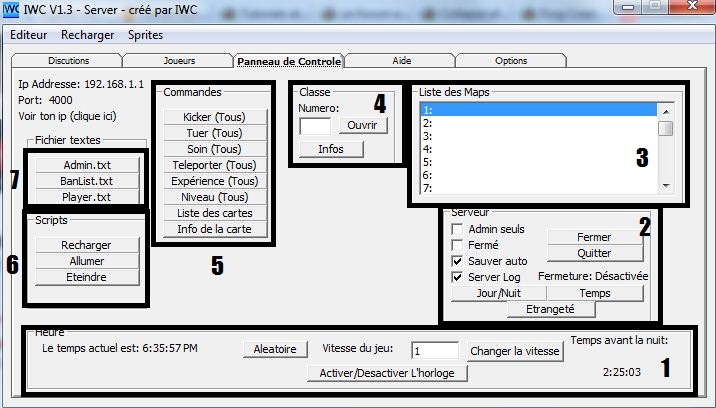 Présentation de l'interface serveur de IWC Captur16