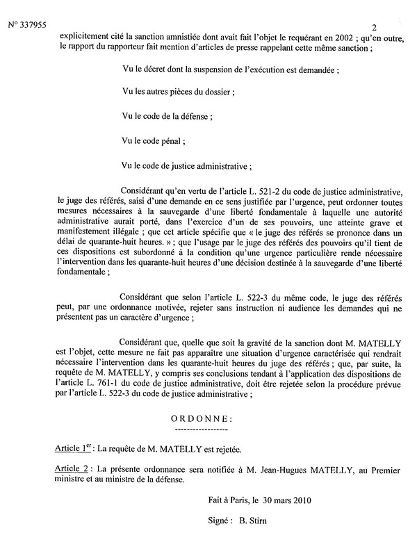 JHM : Ordonnance du Conseil d'Etat 30/03/2010 - Page 2 Ce210