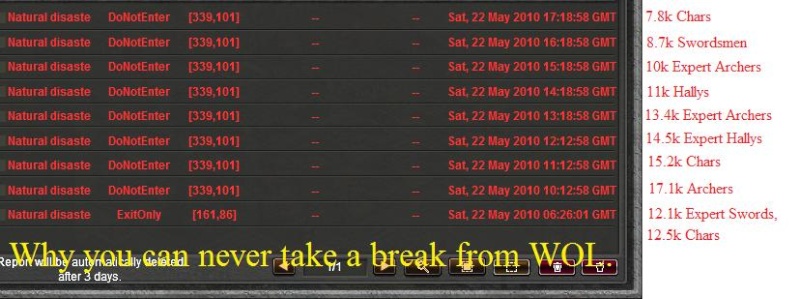 You can never miss much time on WOL. Fml10