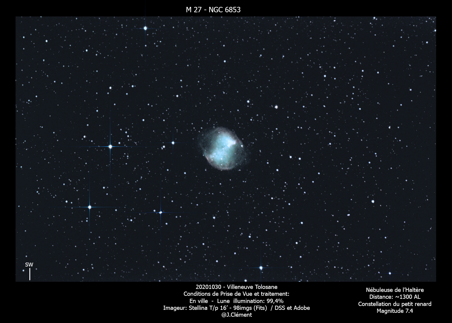 M27/29 Essai malgré la pleine lune avec l'imageur Stellina 20201010