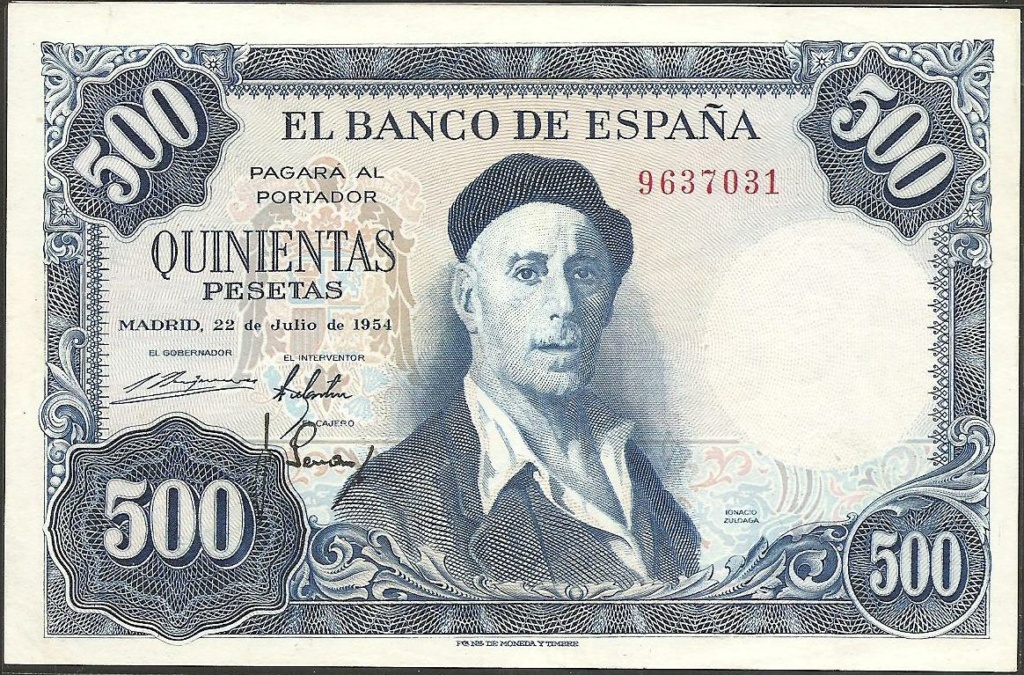 Ignacio Zuloaga y las vistas a Toledo, 500 pesetas de 1954 4410