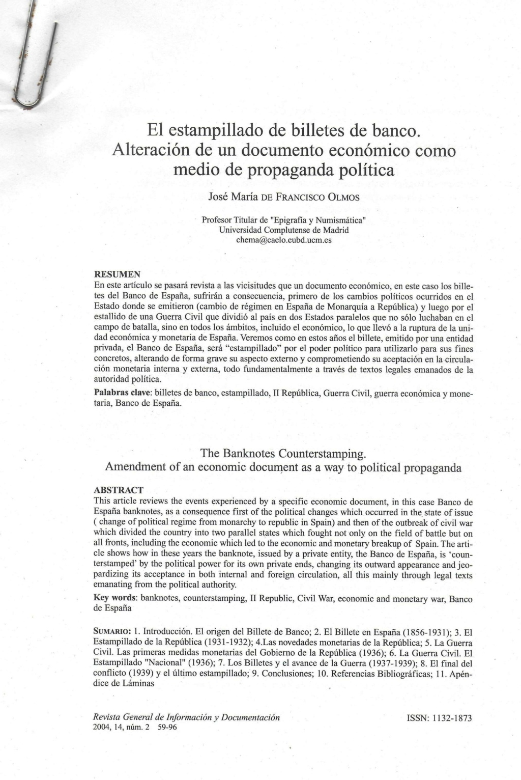 El trabajo/publicación de notafilia española que no existió. Scan411