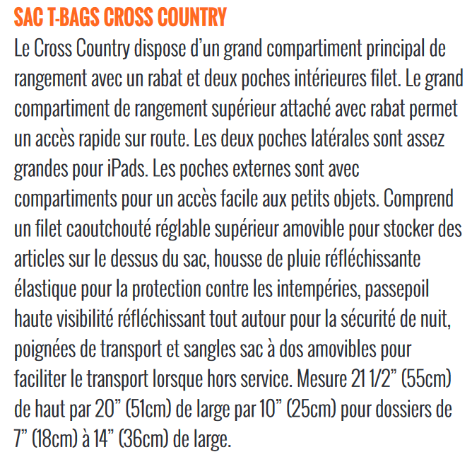 Sac T Bags Cross Country Descri11