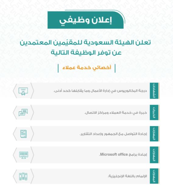 وظائف_نسائية_بالشرقية_اليوم - وظائف أخصائي خدمة عملاء بالهيئة السعودية للمقيمين المعتمدين Oo13