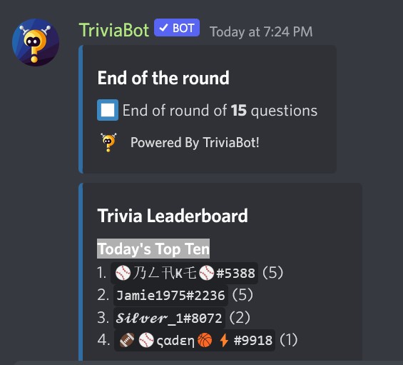 An 11 year old in tonight's trivia game  Triv_s10