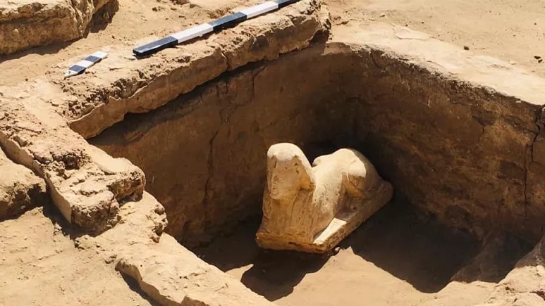 اكتشاف جديد في مصر.. تمثال يشبه "أبو الهول" وموقع أثري جديد في محافظة قنا  1-354