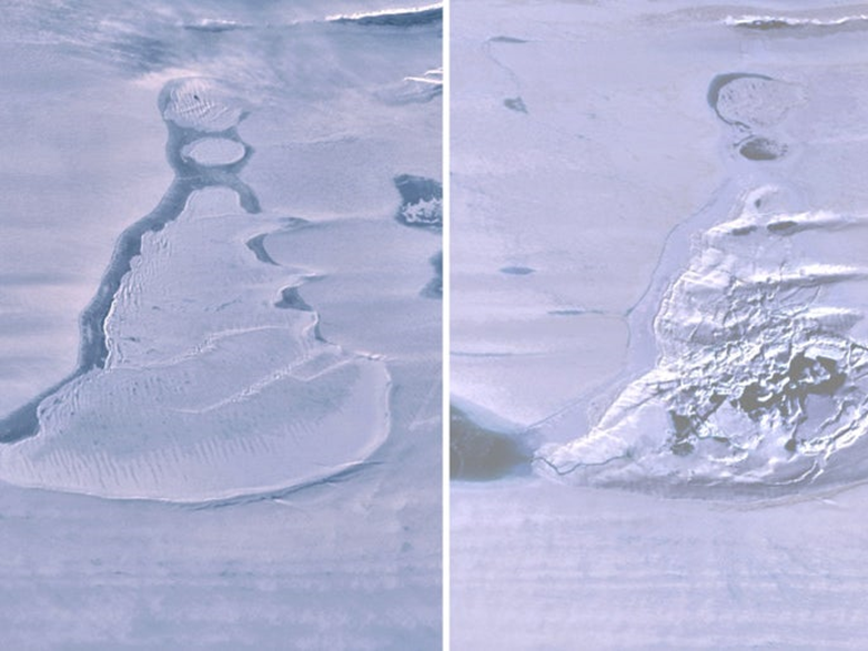 بسبب ارتفاع درجات الحرارة اختفاء بحيرة ضخمة في القارة القطبية 1-899