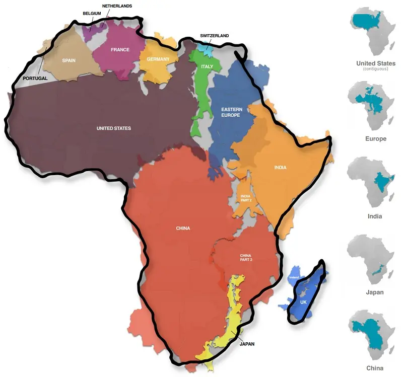 تصور الحجم الحقيقي لأفريقيا.. لماذا تصوِّر الخرائط الغربية القارة السمراء صغيرة للغاية؟ 2124